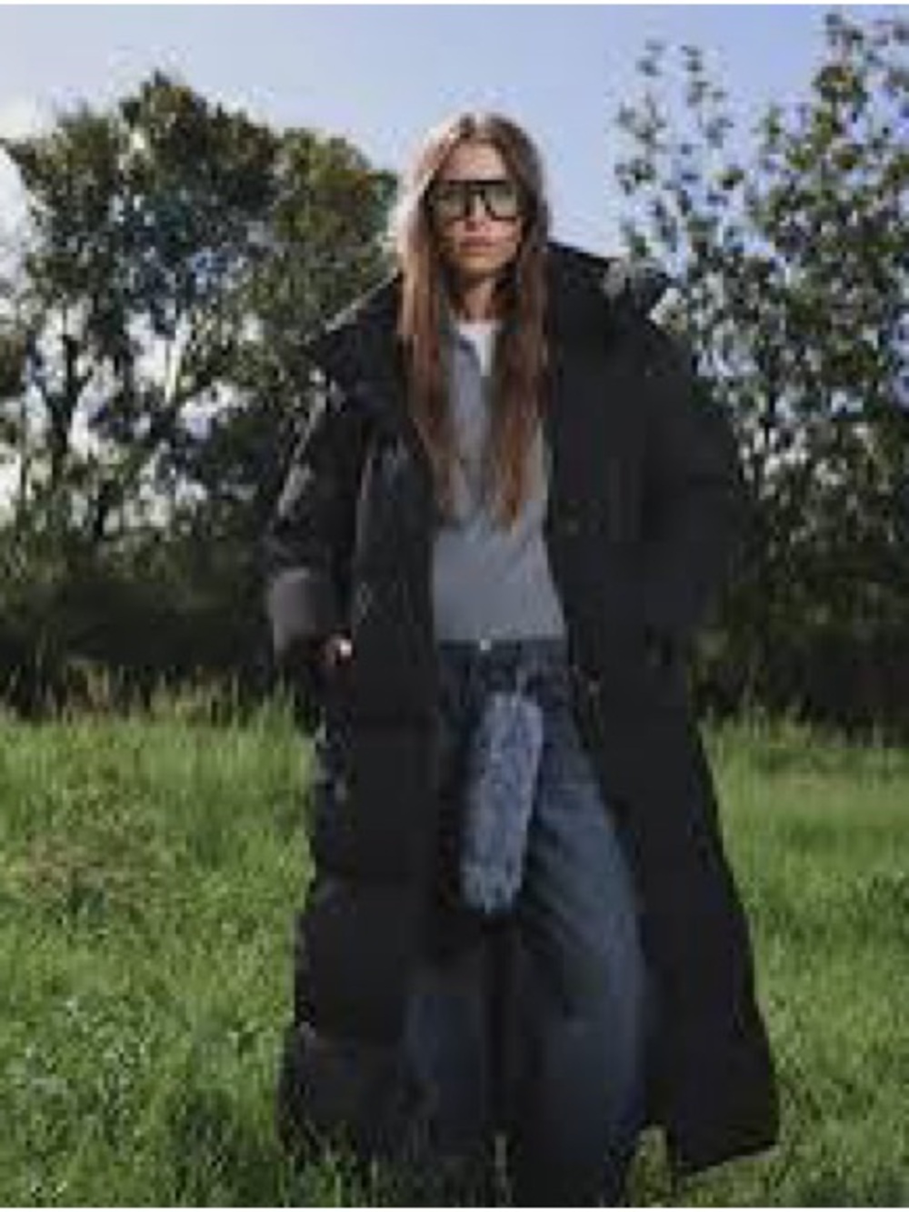 Bershka Black Long Puffer Coat